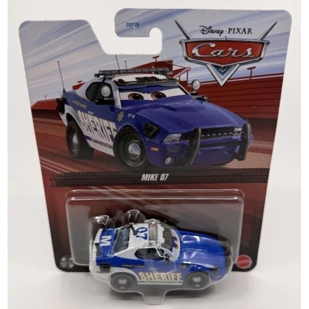Disney Pixar Cars Mike 07 Sheriff Car Blue 1:55 Scale Metal Diecast Car